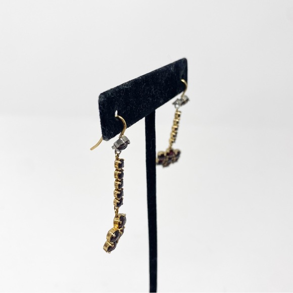 696 Vintage Bohemian Rose-Cut Garnet red Dangle Drop Earrings Modified pierced - Picture 4 of 7